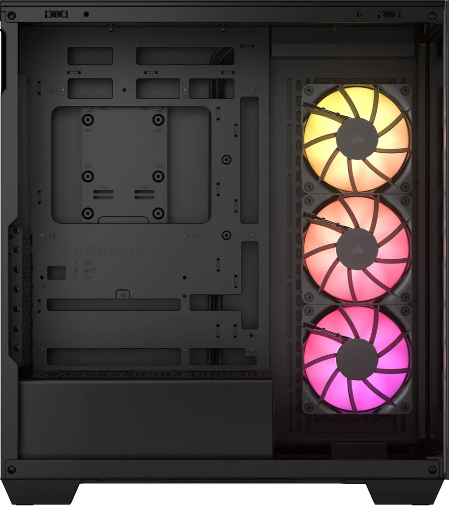 Computer case with RGB lighting on a white background