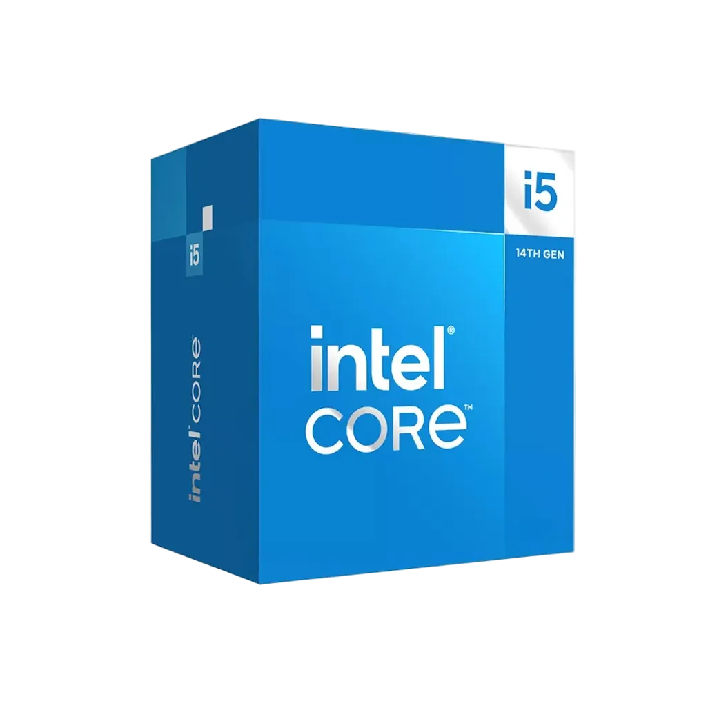 Intel Core i5 CPU packaging on a white background