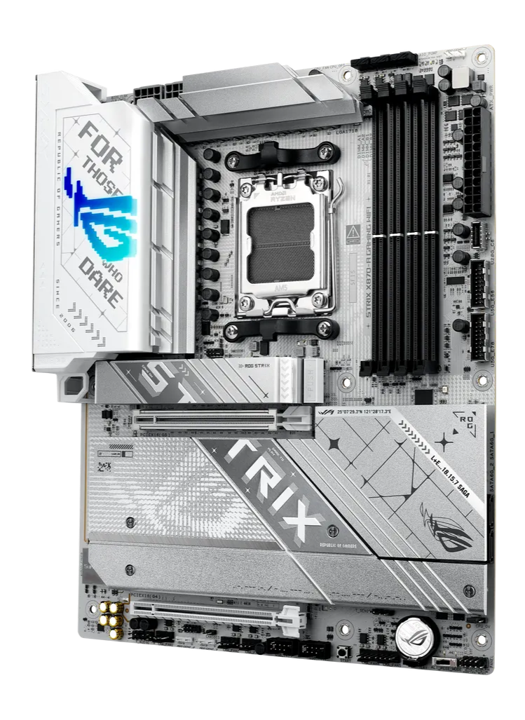 Computer motherboard with ASUS ROG TRIBOX branding on a white background