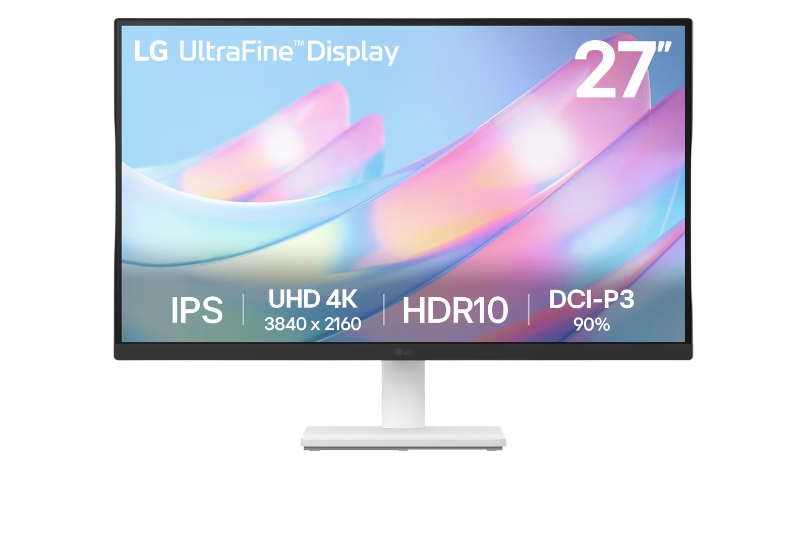 LG UltraFine display monitor with specifications on a white background