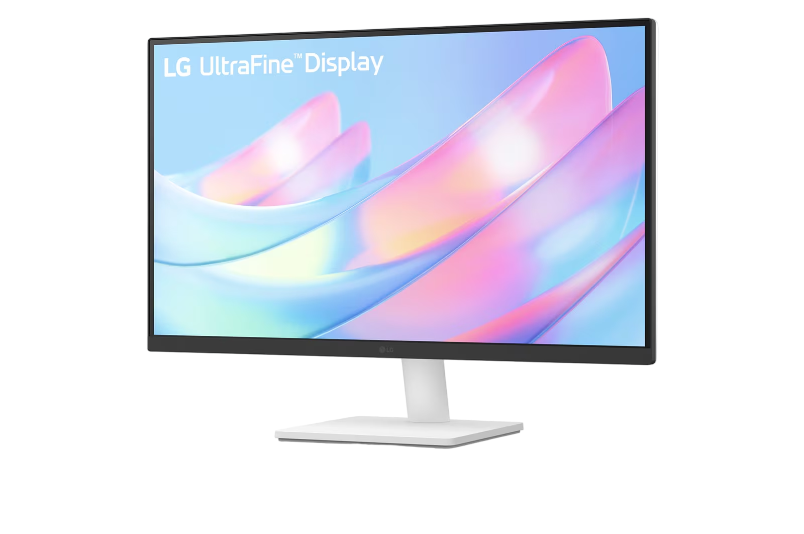 LG UltraFine Display monitor with colorful display on a white background