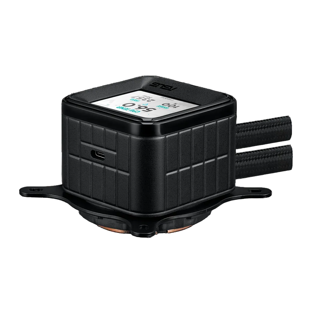 Black electronic device with digital display on a white background